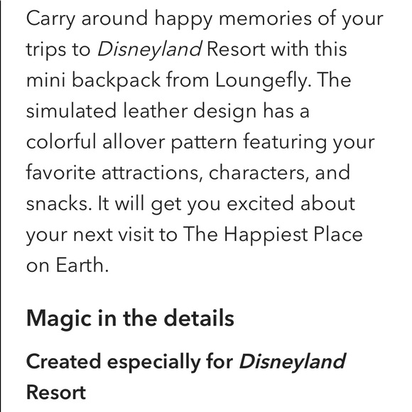 Nwt loungefly Disneyland mini backpack - Picture 3 of 4